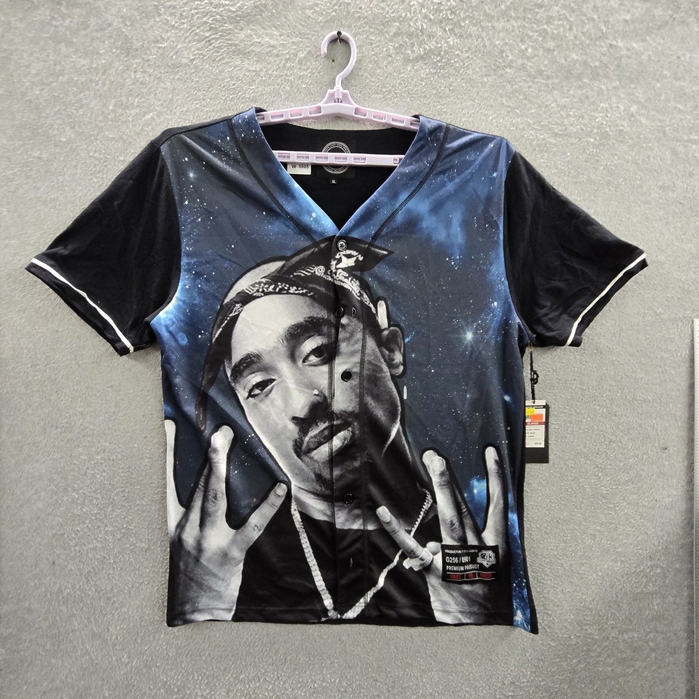 Maxi Milian Men Jersey XL Black Tupac 2Pac East To West Baseball NWT